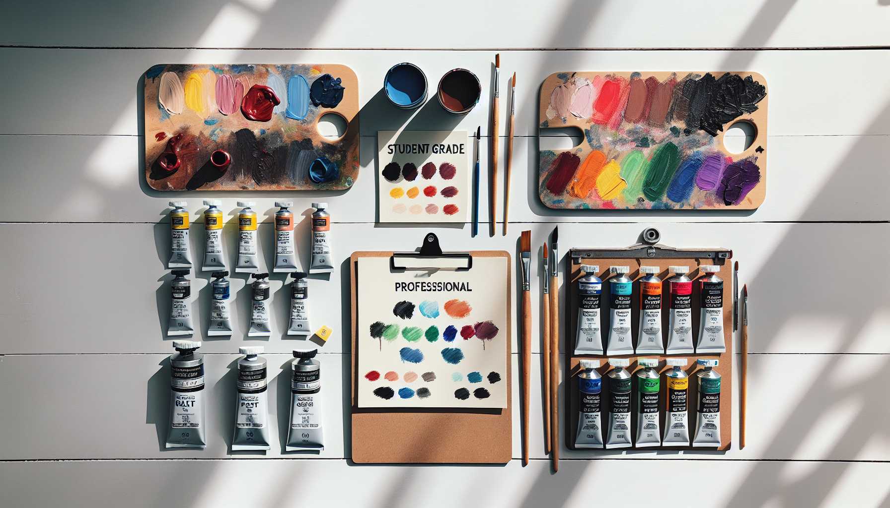 Peintures Qualité Étudiante vs Professionnelle : Guide Complet de Comparaison 2024