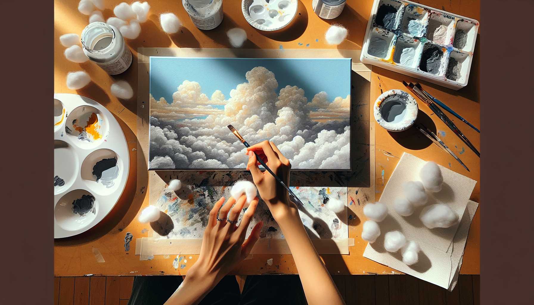 Peinture de Nuages avec des Boules de Coton : Tutoriel Simple pour Débutants