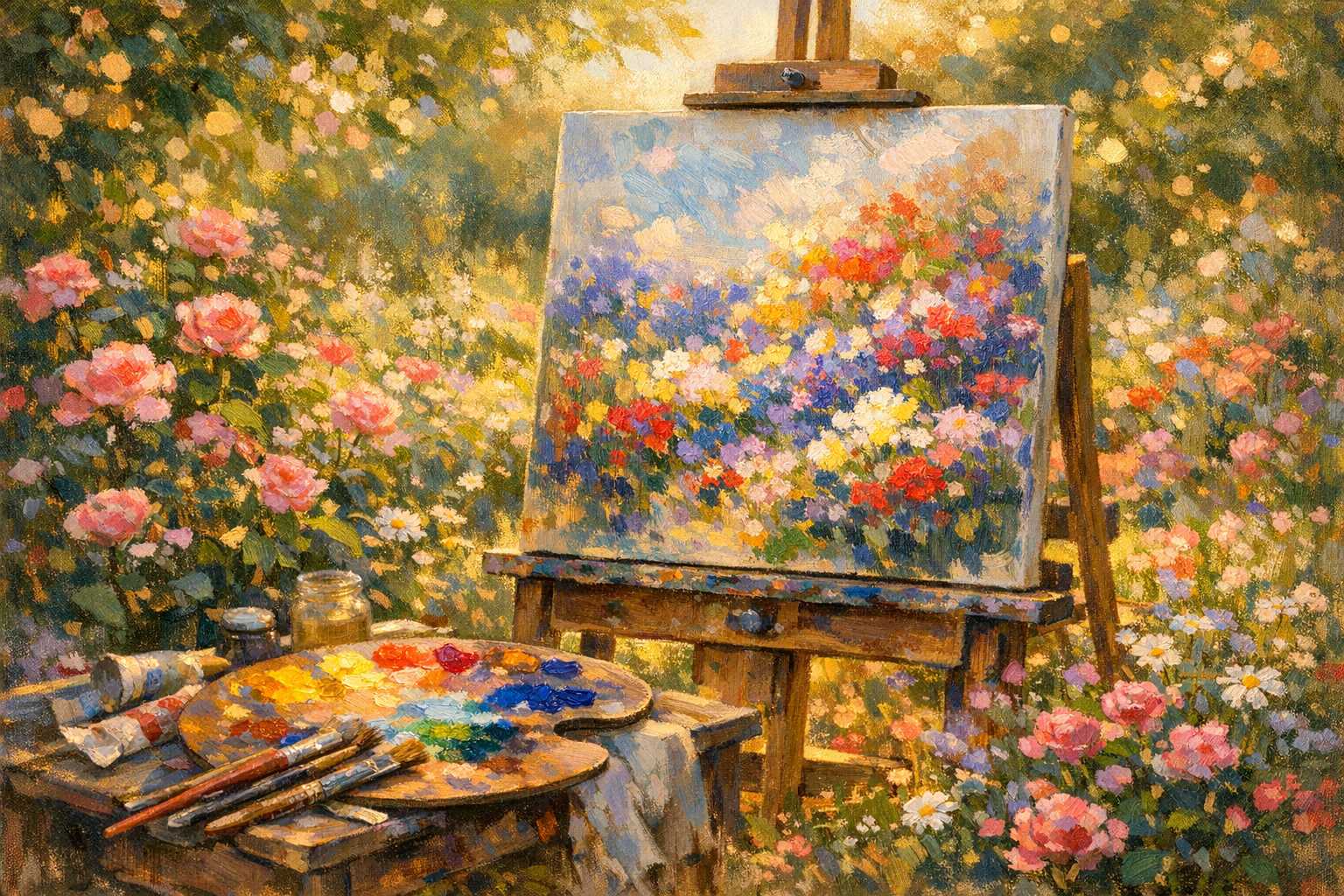Explorer l'Art des Scènes de Jardin : Créer des Chefs-d'œuvre Floraux Impressionnistes