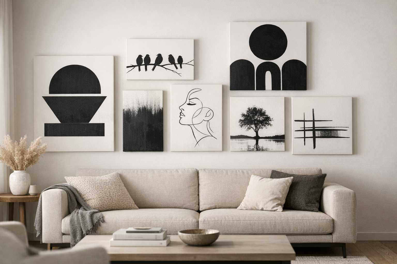 Guide du Débutant pour l'Art sur Toile Minimaliste en Noir et Blanc